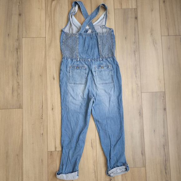Anthropologie Holding Horses Tencel Chambray Overall Jumpsuit Women Sz 8 - Picture 5 of 12